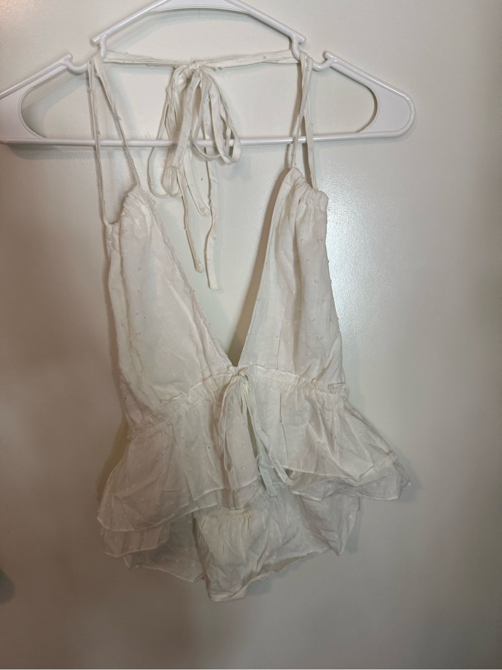 White Tiered Ruffle Halter Top Size small